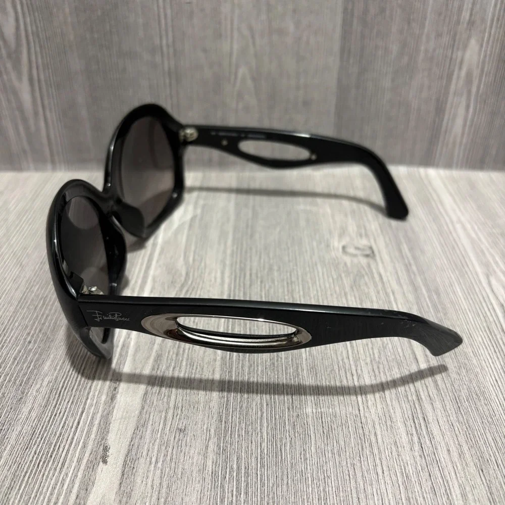 Emilio Pucci EP631S 001 Black Oversized Round Sunglasses Made in Italy Vintage